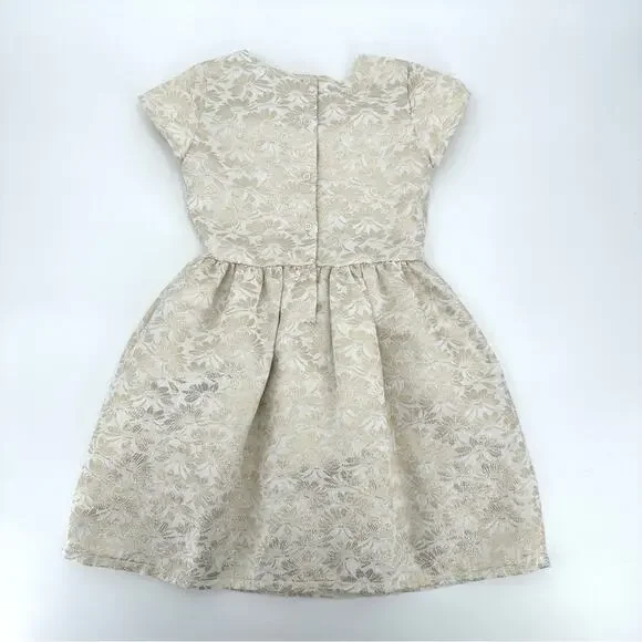 Carter’s girl jacquard woven dress cream metallic gold floral Size 8 - Picture 7 of 11